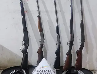 Polícia apreende revólveres, pistola e espingardas durante cumprimento de mandado de prisão, em Montes Claros