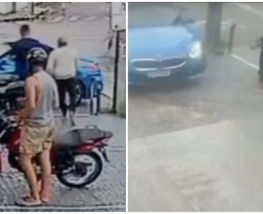 Vídeo: Dupla armada se aproxima de BMW, motorista do carro atira e mata um dos criminosos