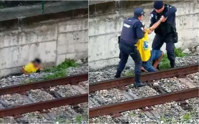 Guardas municipais salvam idoso embriagado preso em via férrea em Fortaleza; vídeo