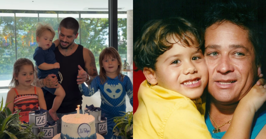 Zé Felipe comemora aniversário com vela inusitada e fotos antigas; veja
