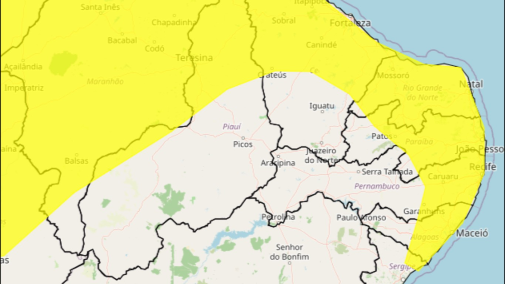 Inmet Renova Alerta Amarelo de Chuvas Intensas para Agreste e Sertão de Pernambuco